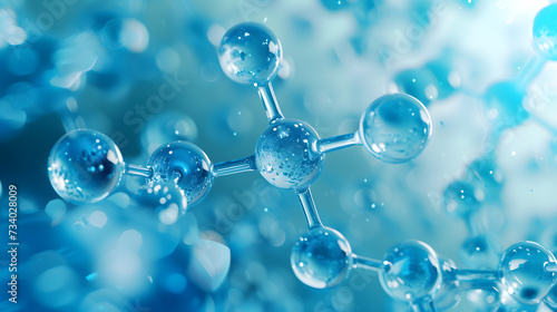 3D blue molecule structure Background