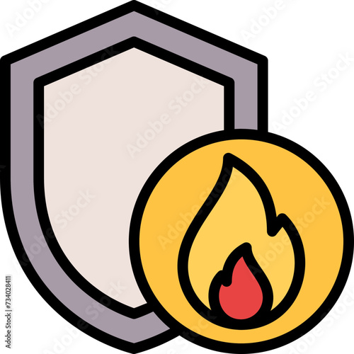Fabric properties coloured and colorful icon - fire resistance