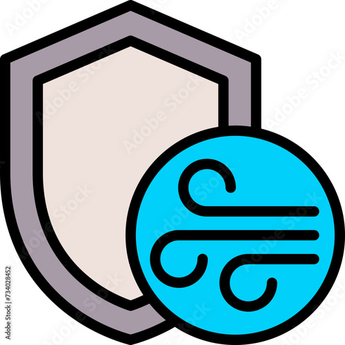 Fabric properties coloured and colorful icon - wind protection