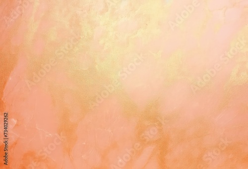 Abstract background with soft peach gradient and shining golden glittering shimer. Texture backdrop with copy space. Pink, orange and coral colors