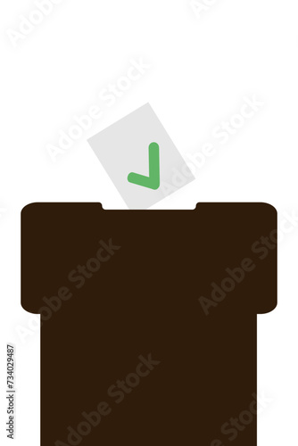 Voting box and ballot with check mark. Vector illustration