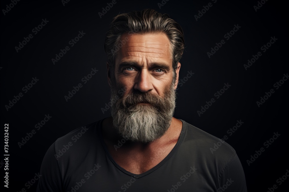 Portrait of a handsome mature man with long beard and mustache. Portrait of a handsome mature man with long beard and mustache.