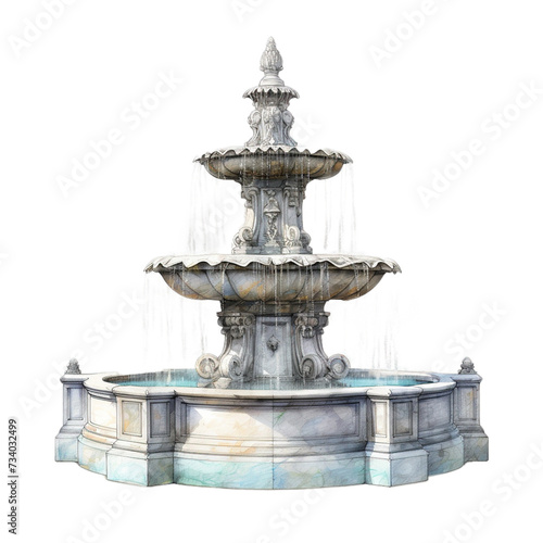 A vintage fountain isolated on transparent background.