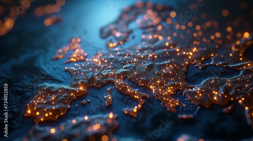 Data transfer and cyber technology, Communication technology Concept. European Global network and connectivity, European Map, Abstract Background.