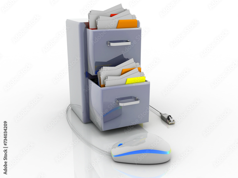 3d rendering folder in locker connected mouse 3d rendering folder in locker connected mouse
