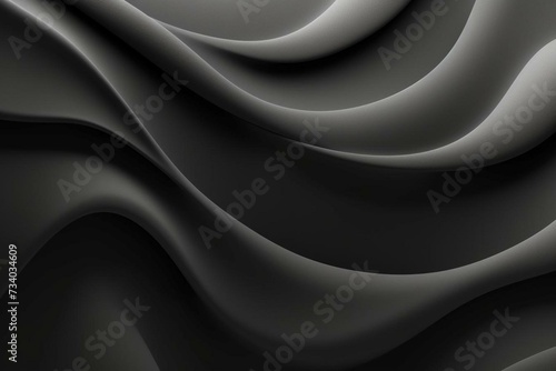 Sleek 3D background featuring smooth waves. Charcoal wallpaper with room for text. Generative AI