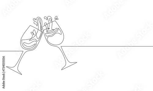 wine glass line art style vector eps 10