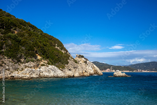 Greek rocky cliffs at see side - Corfu  © piszczke