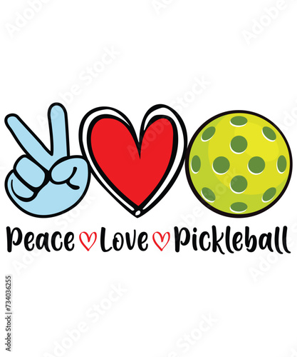 Peace Love Pickleball, Funny Pickleball vector T-shirt design, Funny Vintage Pickleball T-shirt Design, Pickleball Shirt, Pickleball Lover Tshirt, Pickleball Gifts