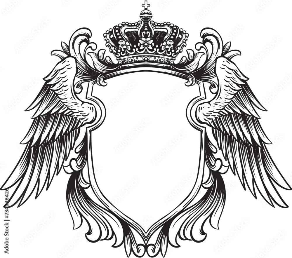 Fototapeta premium Frame Heraldic vintage hand drawing engraving style 2