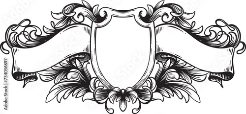 Frame Heraldic vintage hand drawing engraving style 1 (ID: 734036697)