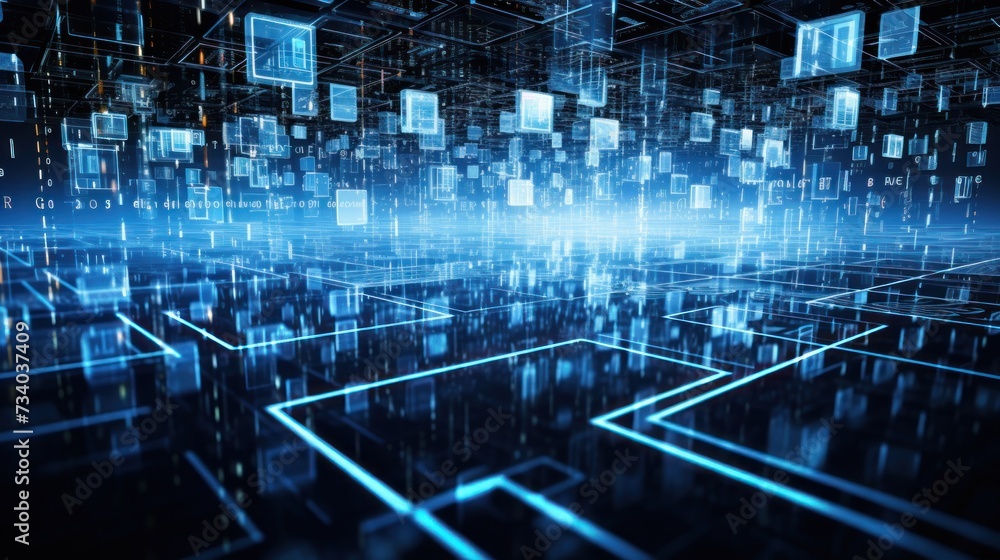 Obraz premium Information and Data in the IT Industry Background