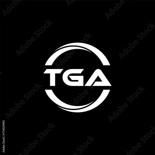 TGA letter logo design with black background in illustrator, cube logo, vector logo, modern alphabet font overlap style. calligraphy designs for logo, Poster, Invitation, etc. photo