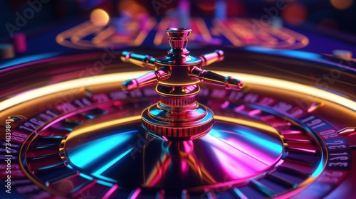 Colorful casino roulette wheel in action on a bright betting table