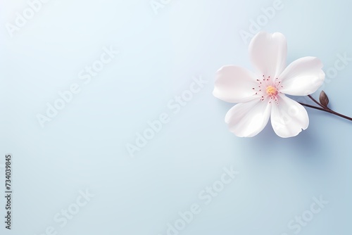 Beautifully composed top-view image of a small flower on a solid pastel surface, designed for personalized text inclusion.