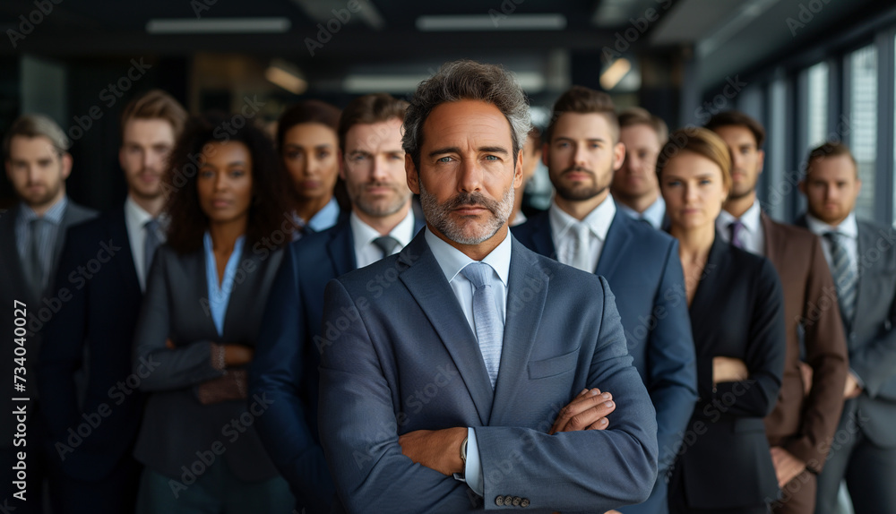 Portrait group of business people leader in office for successful achievement. Portrait group of business people leader in office for successful achievement.