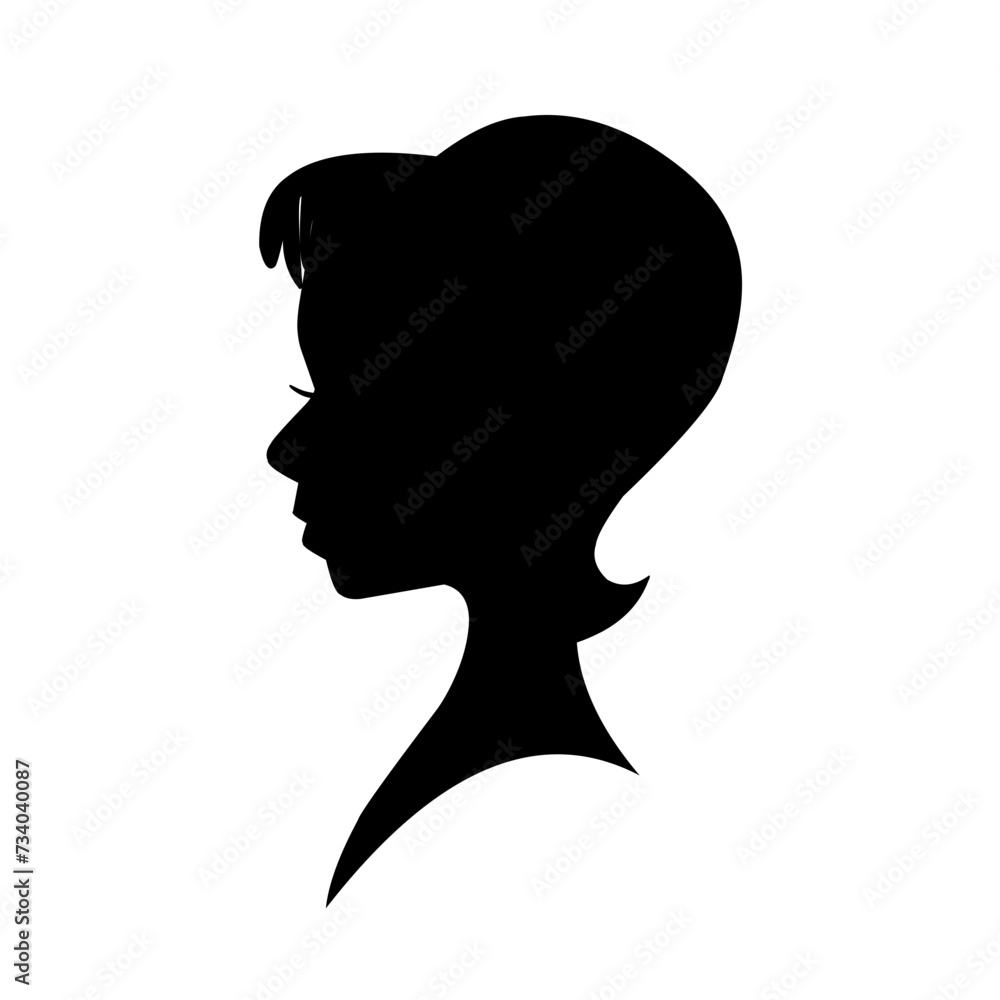 Female profile silhouettes, different variants Female profile silhouettes, different variants