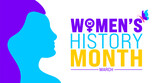 March is Women’s History Month background template with women vector design template. use to background, banner, placard, card, and poster design template. vector illustration.