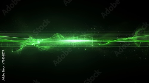 Background image with a bright green laser beam cutting through the darkness of a black background. This creates a fascinating and beautiful display of images.