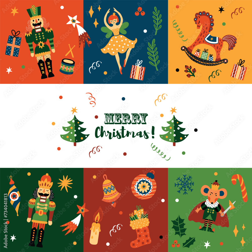 Fototapeta premium Nutcracker. Cute Christmas vector card.