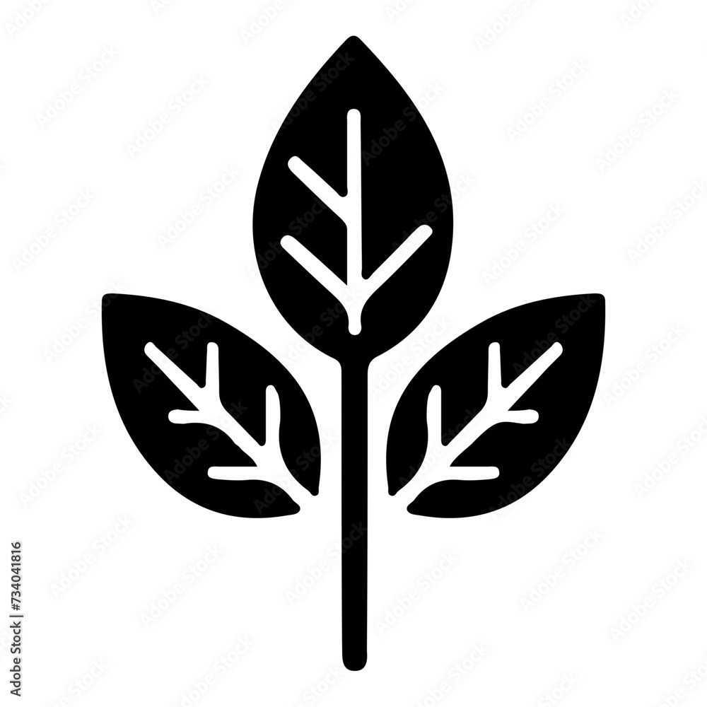 Versatile Leaf Vector Icon: Elegant Foliage Graphics for Nature Designs, Botanical Illustrations & Greenery Decor