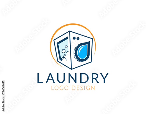 Laundry logo design vector, emblems and design elements
