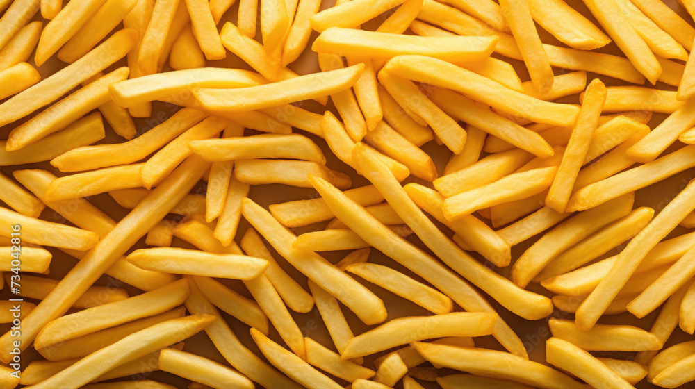 Golden French Fries Closeup fast food background Golden French Fries Closeup fast food background