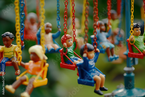 a set of figurines with toy swings in the style of fi photo