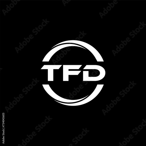 TFD letter logo design with black background in illustrator, cube logo, vector logo, modern alphabet font overlap style. calligraphy designs for logo, Poster, Invitation, etc. photo