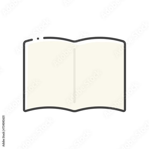 何も書かれていない無地の開いた本やノートのアイコン - シンプルな見開きの白紙のフレーム
 photo