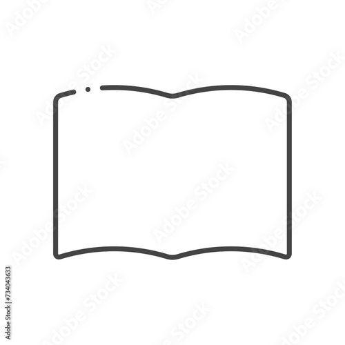 何も書かれていない無地の開いた本やノートのアイコン - シンプルな見開きの白紙のフレーム
