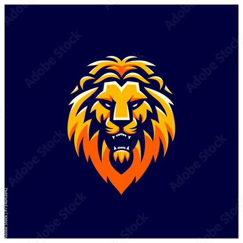 lion head sport mascot logo vector