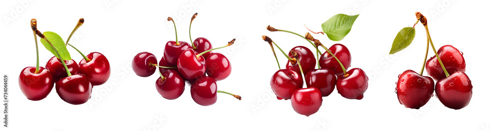 cherry isolated on a transparent PNG background, white background , Generative Ai cherry isolated on a transparent PNG background, white background , Generative Ai