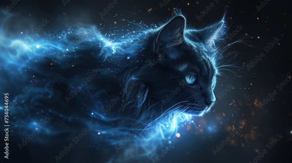 Magical cat looking like space nebula - obrazy, fototapety, plakaty 