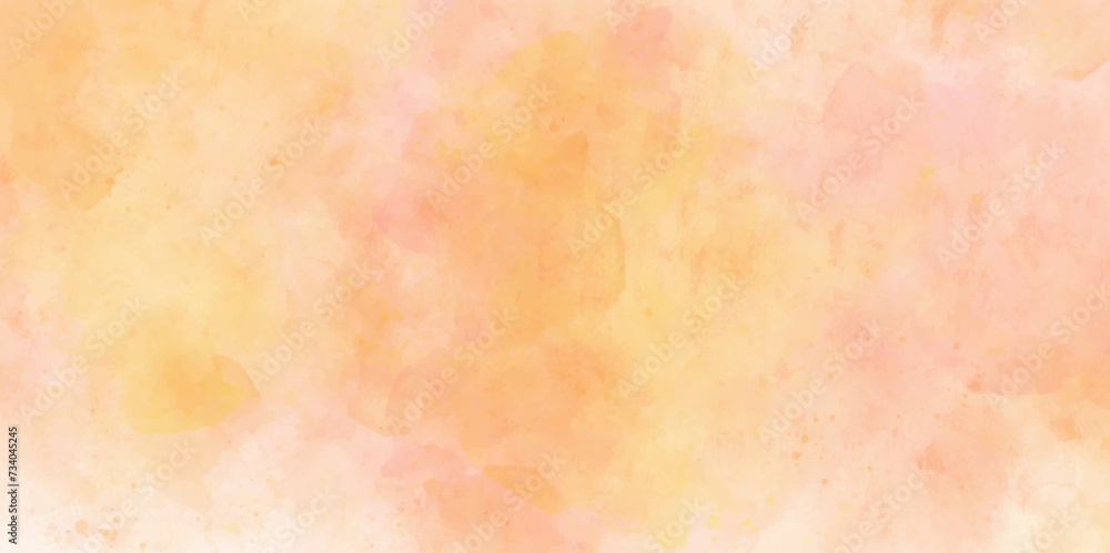 Abstract watercolor yellow wall grunge space hand painted red and yellow wash Background. Fantasy smooth yellow shades sky and clouds watercolor paper textured illustration.