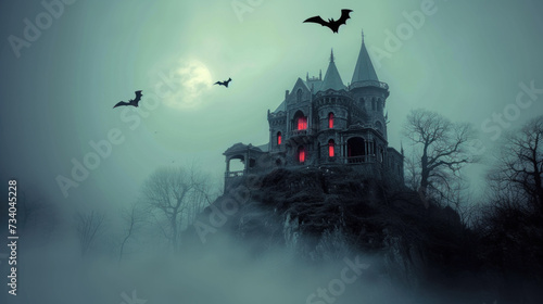 Haunted castle, home of vampire or evil spirits