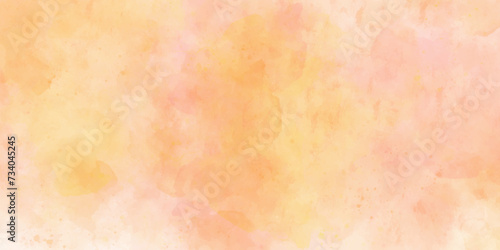 Abstract watercolor yellow wall grunge space hand painted red and yellow wash Background. Fantasy smooth yellow shades sky and clouds watercolor paper textured illustration.