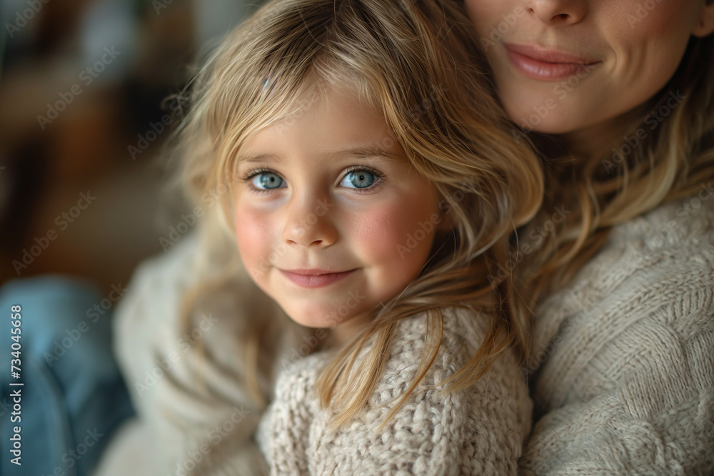 A young mother holds her daughter in her arms A young mother holds her daughter in her arms