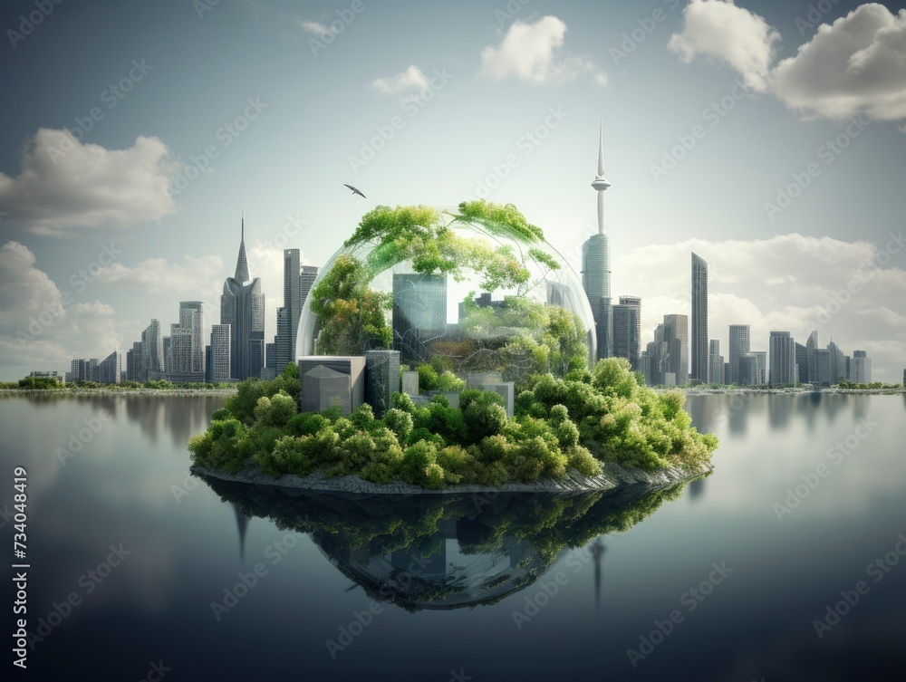 Fototapeta premium climate crisis. This can include decarbonization, the use of biomass or hydrogen, and wind and solar power