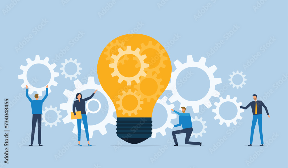 © apinan - Flat vector illustration design Business process concept and business team working meeting for project brainstorming with developer creative planning management concept © apinan - Flat vector illustration design Business process concept and business team working meeting for project brainstorming with developer creative planning management concept