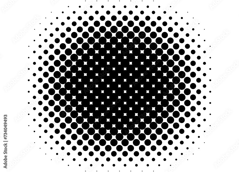 Vector blot of black round dots on a white background. Black and white pattern. Design element. Modern vector background. Halftones. Spotted illustration