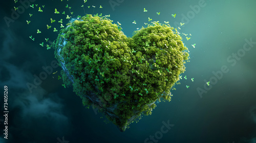 A planet in the shape of a green heart photo