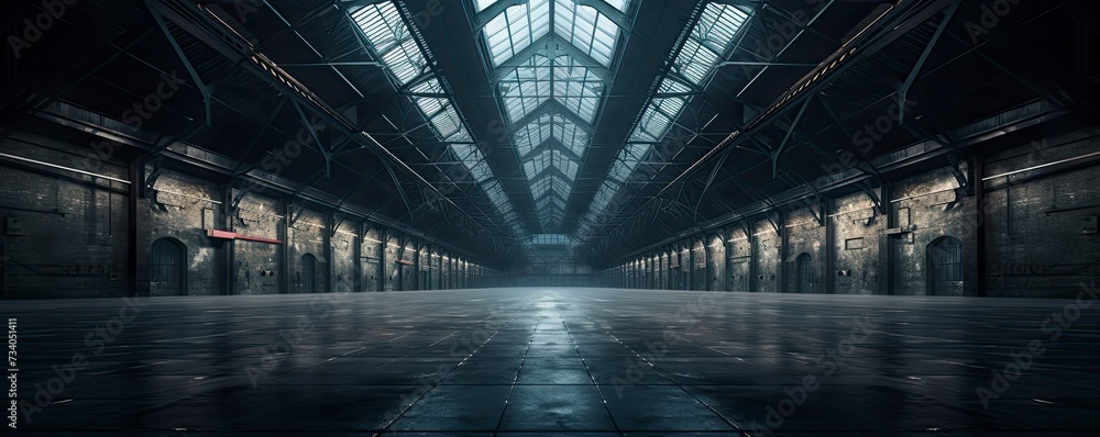 Fototapeta premium empty warehouse, symmetry picture