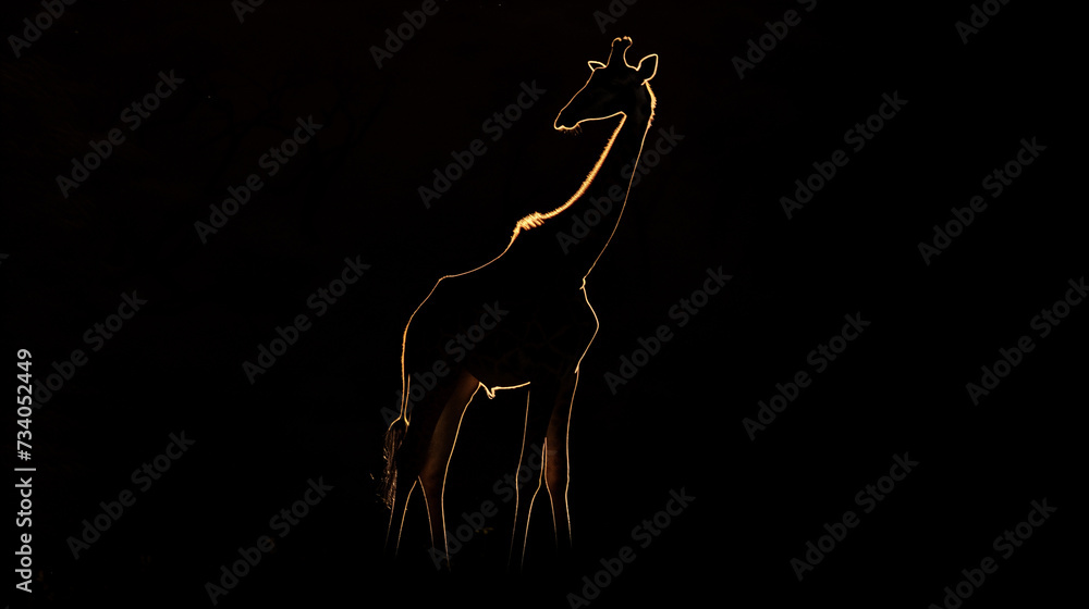 Fototapeta premium Giraffe silhouette in the night.