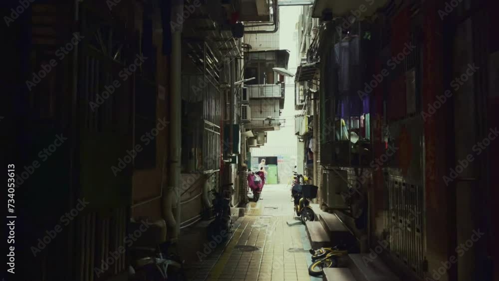 Narrow alley in residential community in Shenzhenin Guangdong, China, Asia. Narrow alley in residential community in Shenzhenin Guangdong, China, Asia.