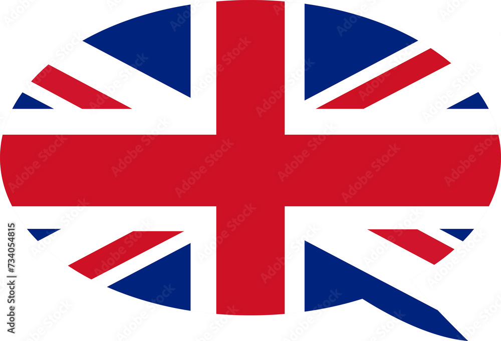 Colorful callout with english flag, learn and speak english sign. Colorful callout with english flag, learn and speak english sign.