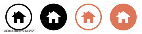 Web home icon for apps and websites, House icon, Home sign in circle or Main page icon