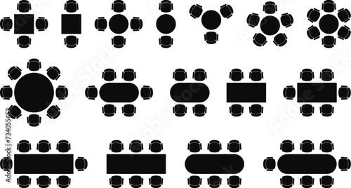 vector round and square tables with chairs for business backgrounds