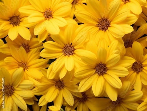 Close up of many yellow flowers