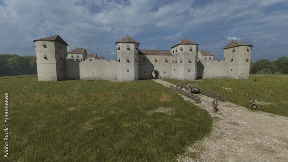 Late Roman Fortress, 3D animation, Reconstruction of a Roman building Late Roman Fortress, 3D animation, Reconstruction of a Roman building
